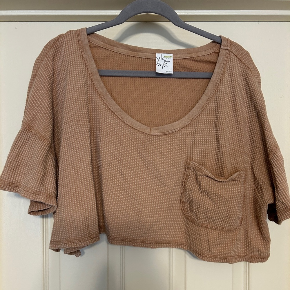 Aerie Brown Boxy Crop T-Shirt